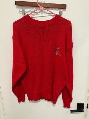 John Weitz Men's Vintage Knit Golf Sweater, Red, Size Small